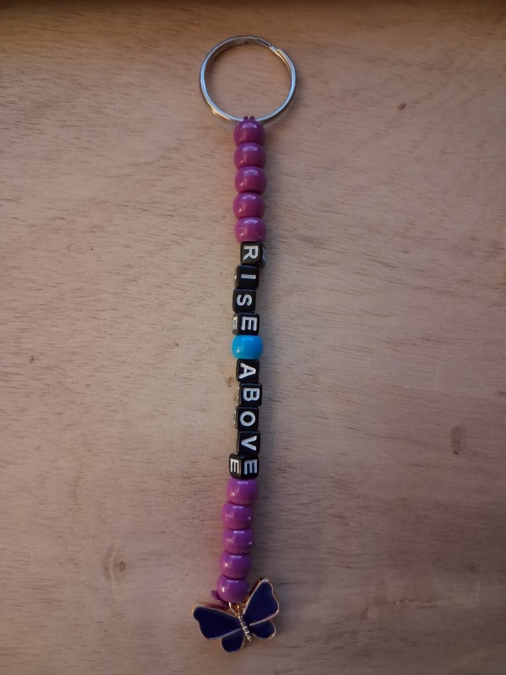Handmade Rise Above Keychain | DV Survivor Gift | Purple Butterfly Awareness